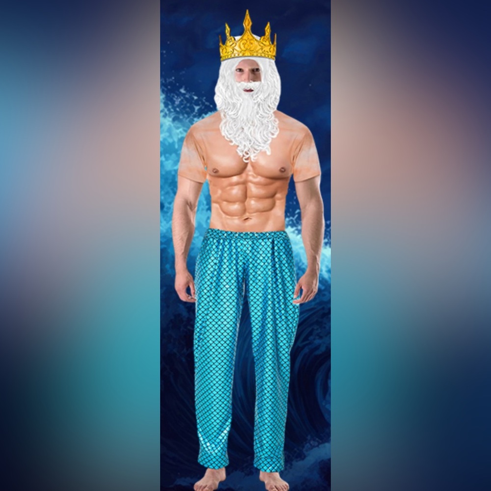 Adult 3 Pcs Poseidon Costume Neptune Merman (wig not included)